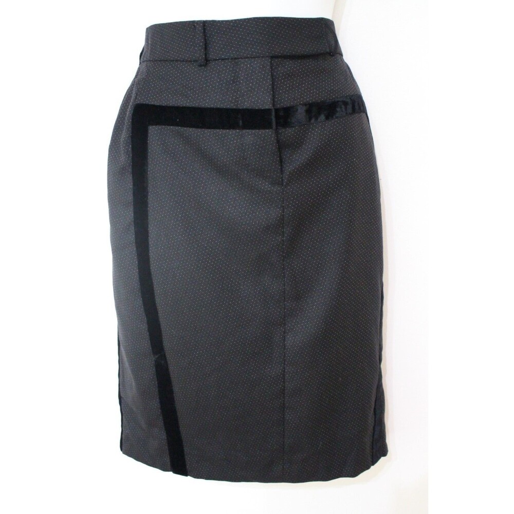 Paul Smith Women's Black White Pencil Velvet Polka Dot Skirt Sz 42 PRE OWNED